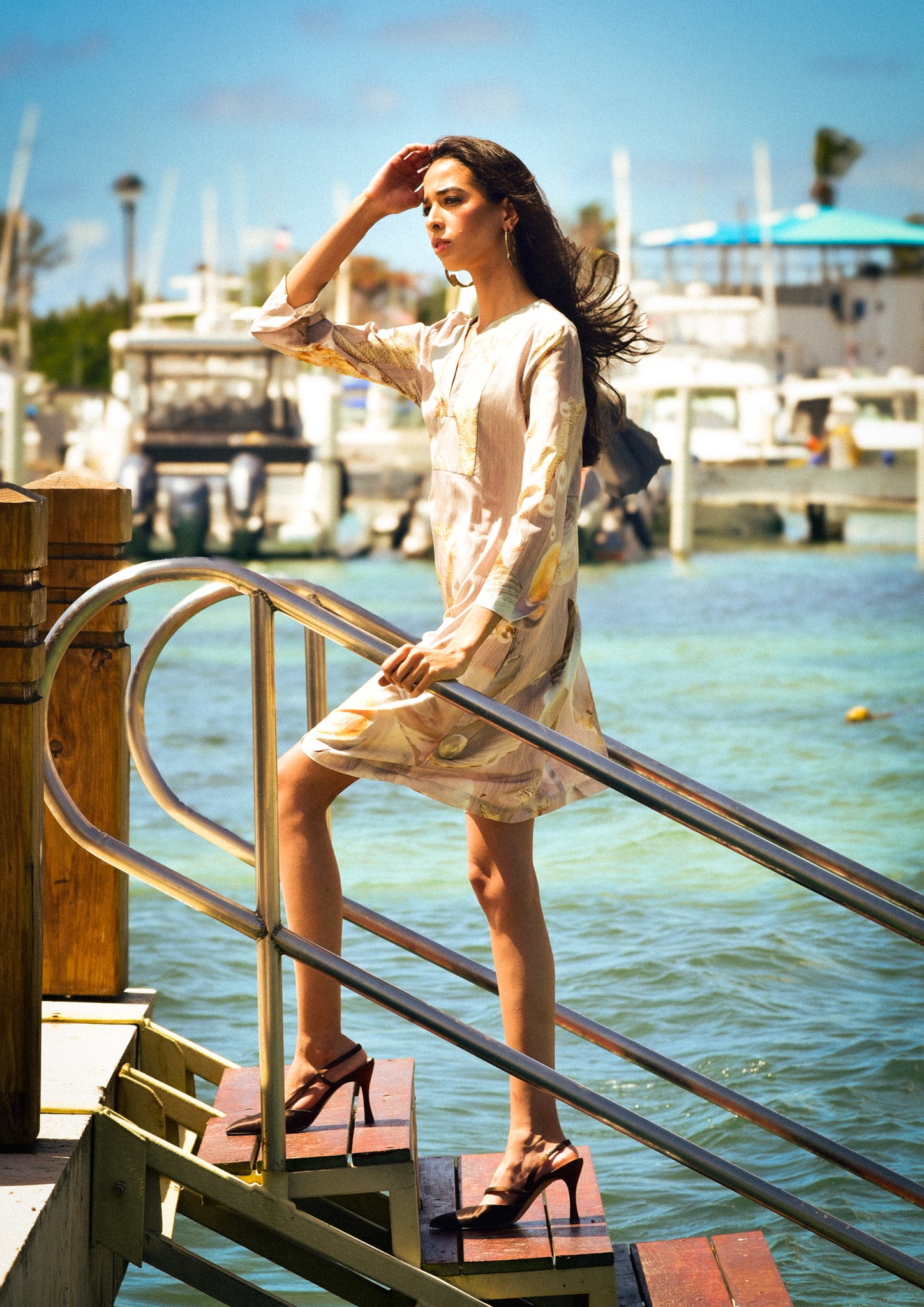 Taupe Coral Dress in Silk Cotton