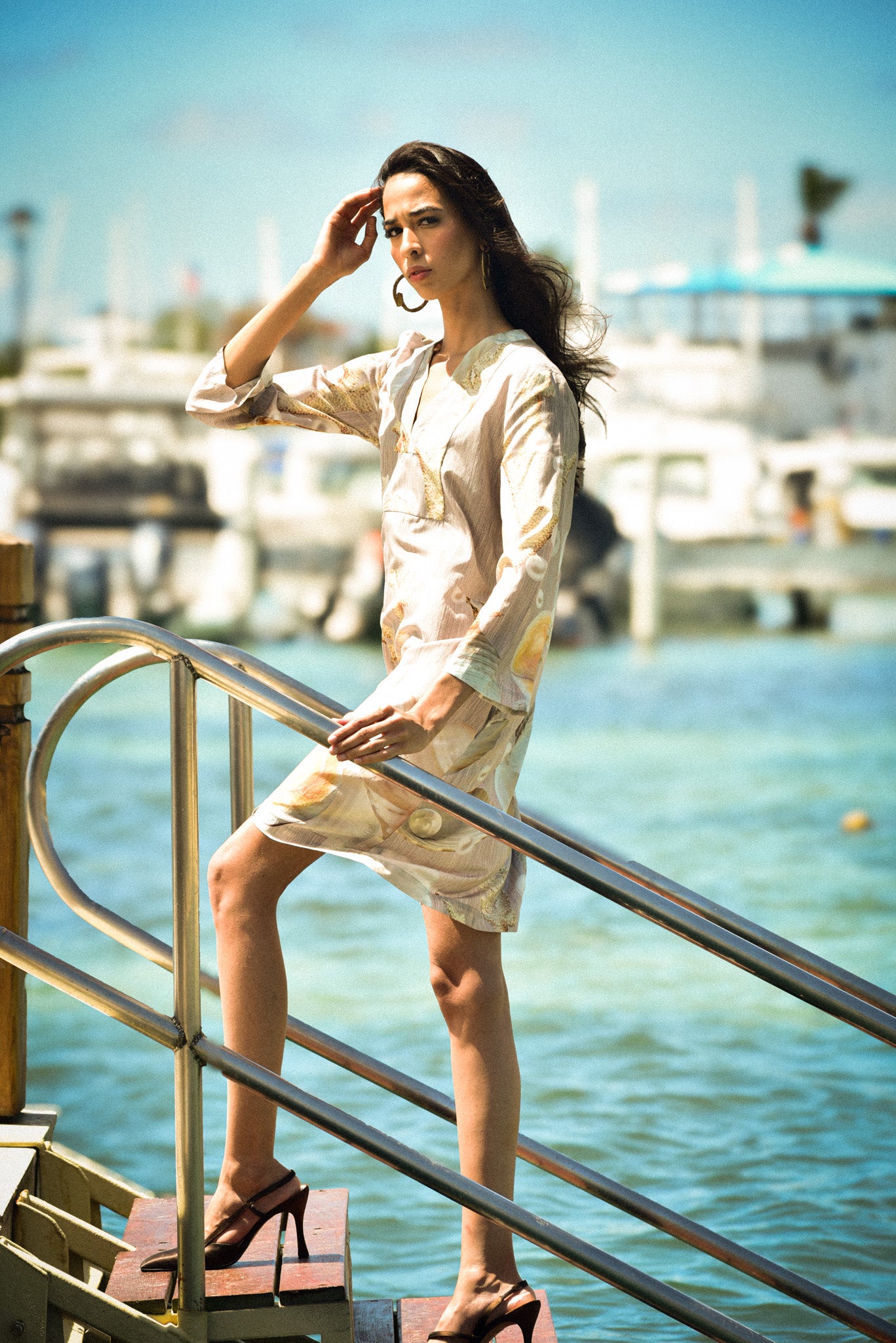 Taupe Coral Dress in Silk Cotton