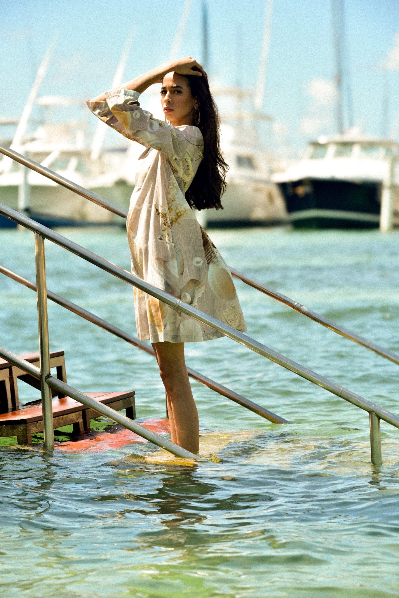 Taupe Coral Dress in Silk Cotton