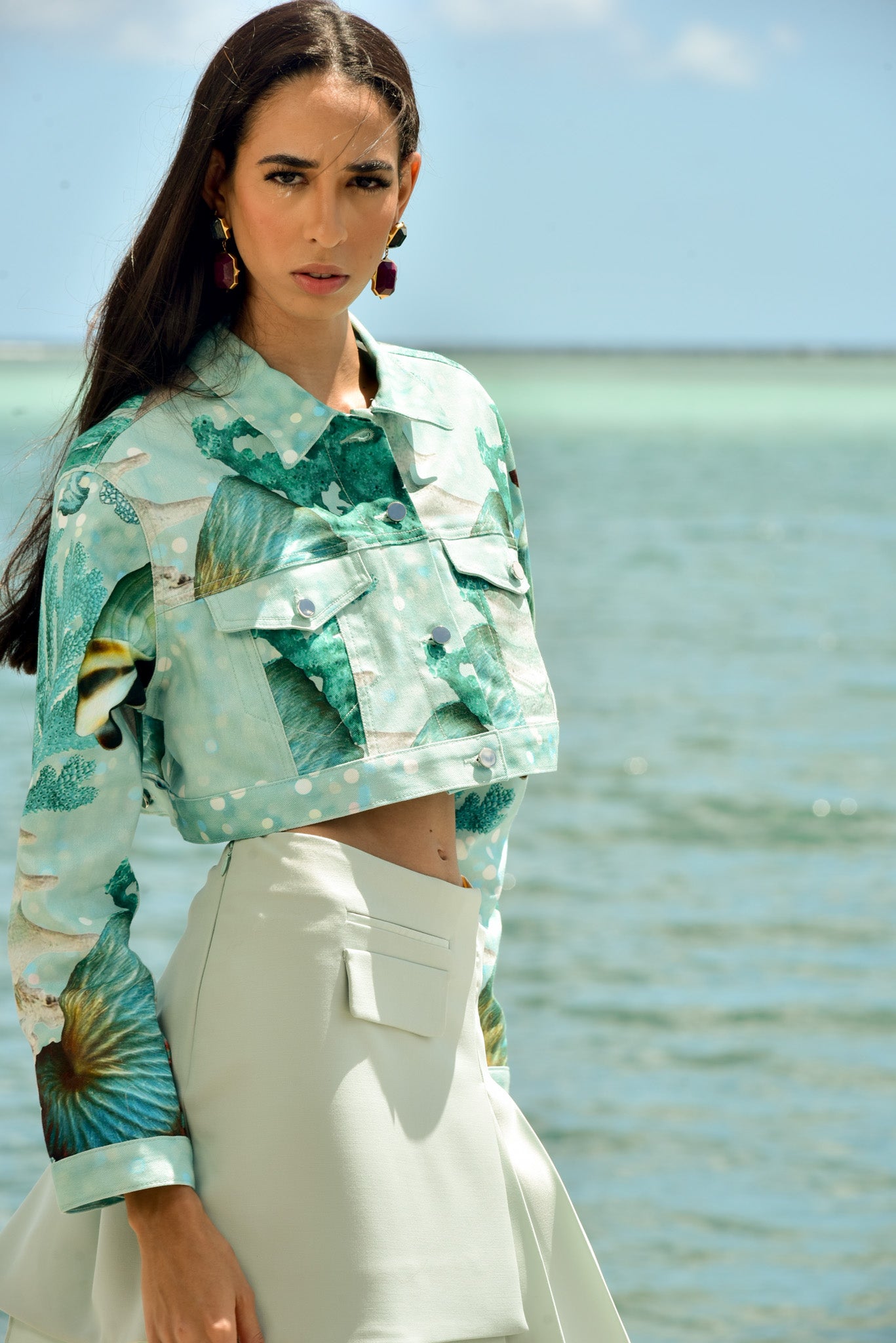 Crop Seafoam Coral Jacket by hols.e