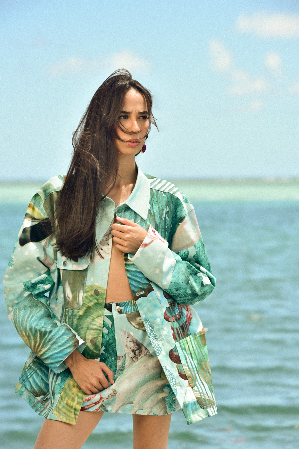 Denim Jacket Coral Seafoam by hols.e