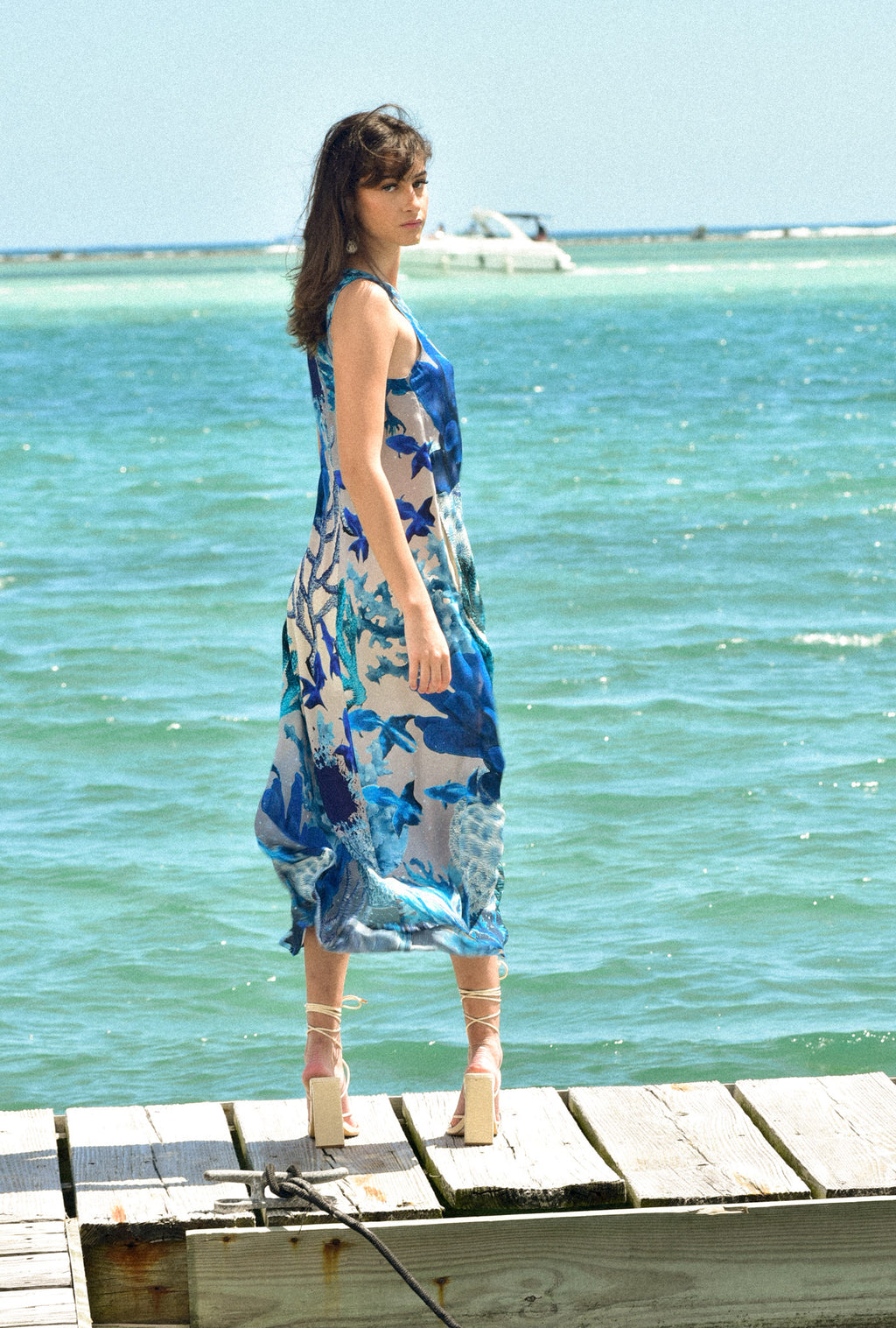 Blue Silk Coral Dress by hols.e