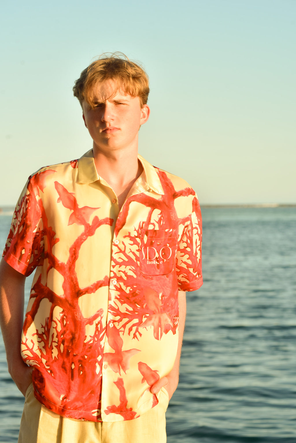 Red Coral Short Sleeve Shirt by hols.e
