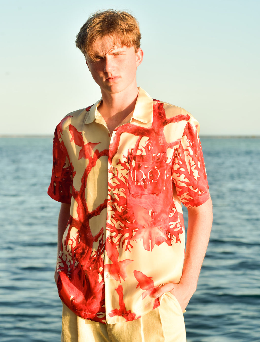 Red Coral Short Sleeve Shirt by hols.e