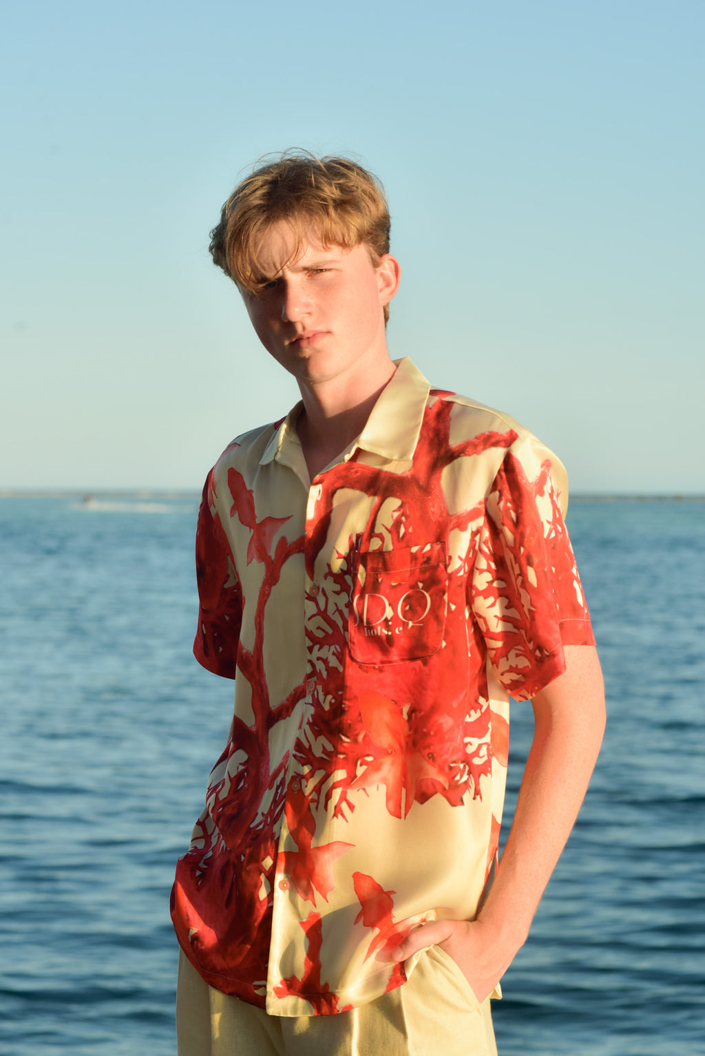 Red Coral Short Sleeve Shirt by hols.e