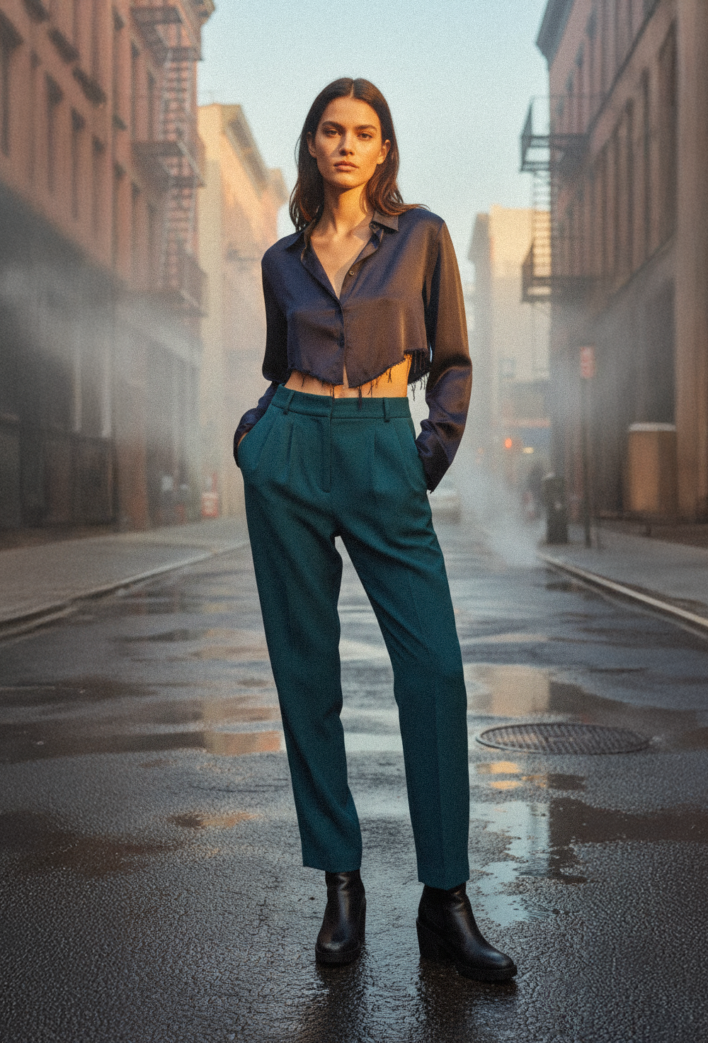 Teal Pleated Pants