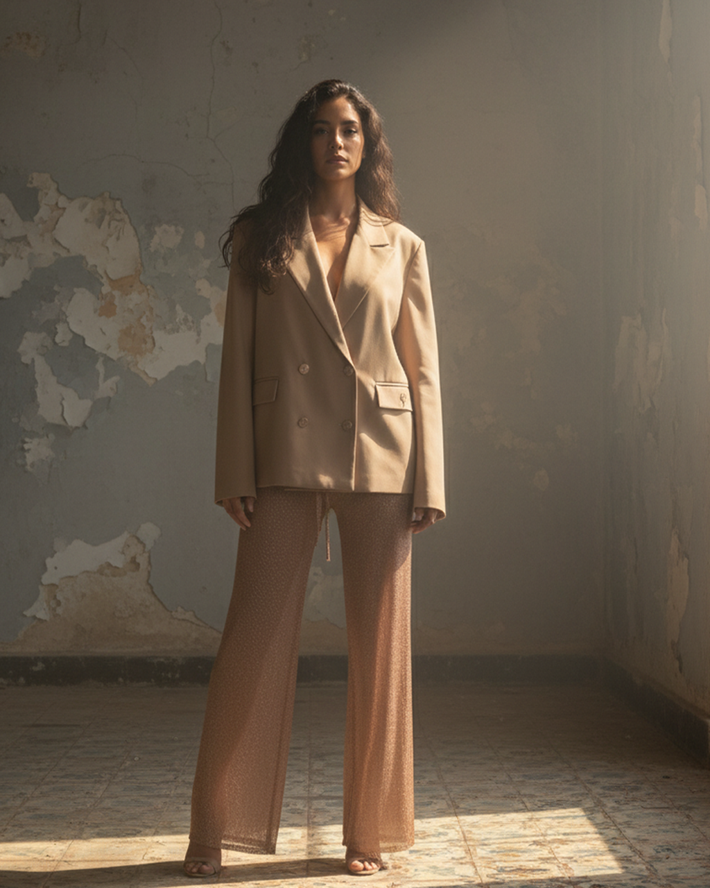 Blush Mesh Drawstring Pants