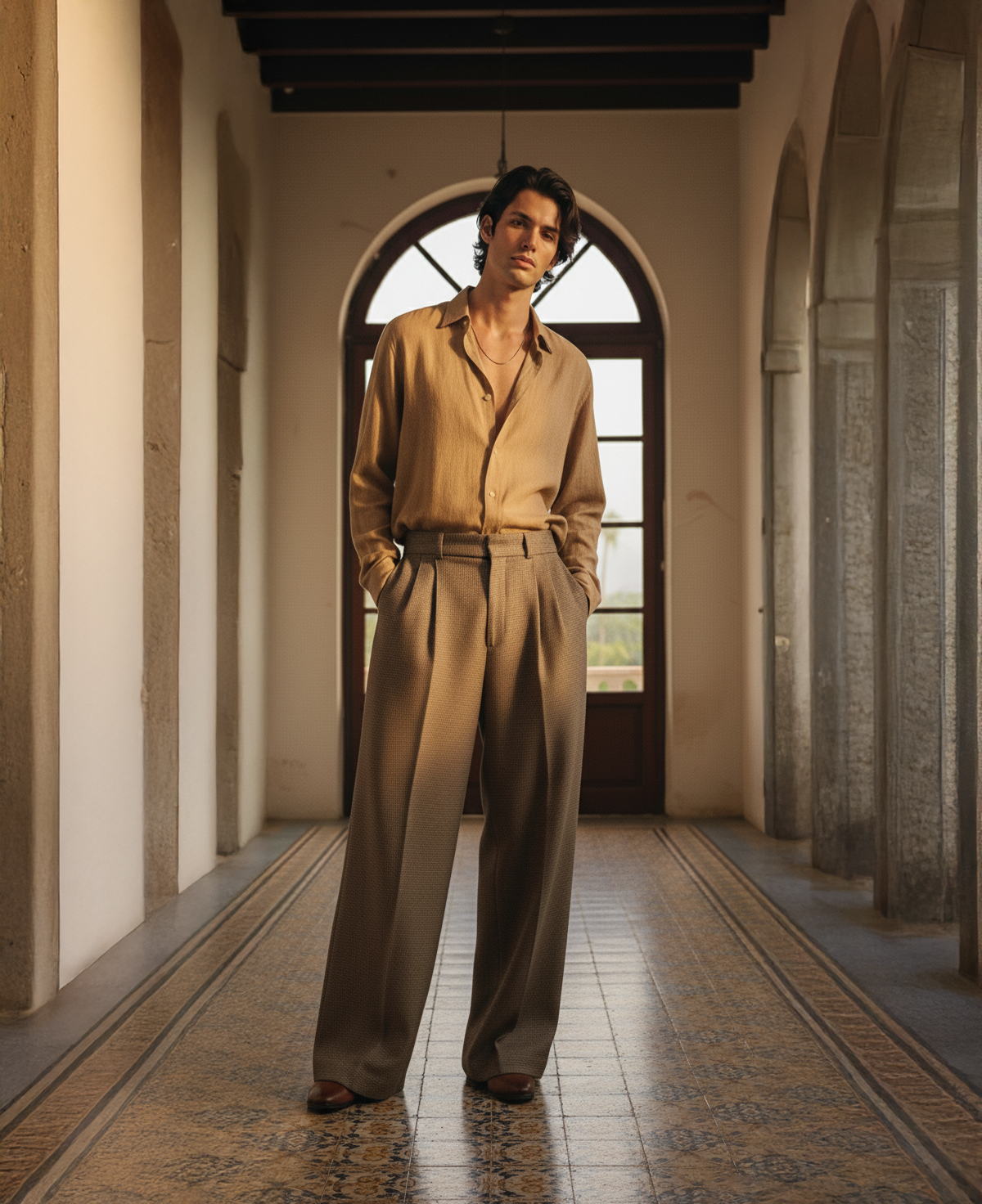 Houndstooth Pleated Pants