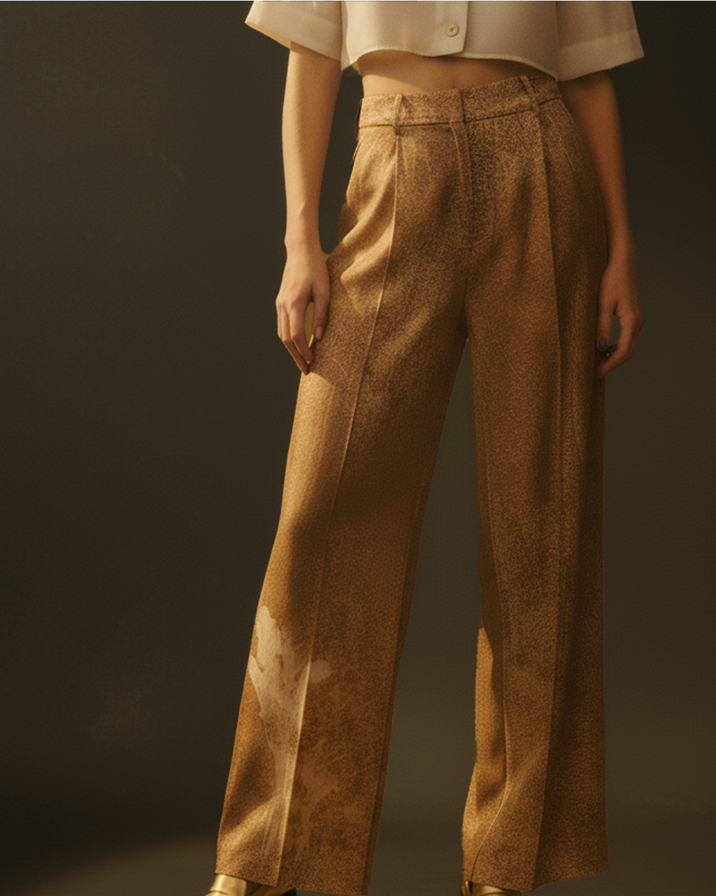 Golden Palm Pleated Pants