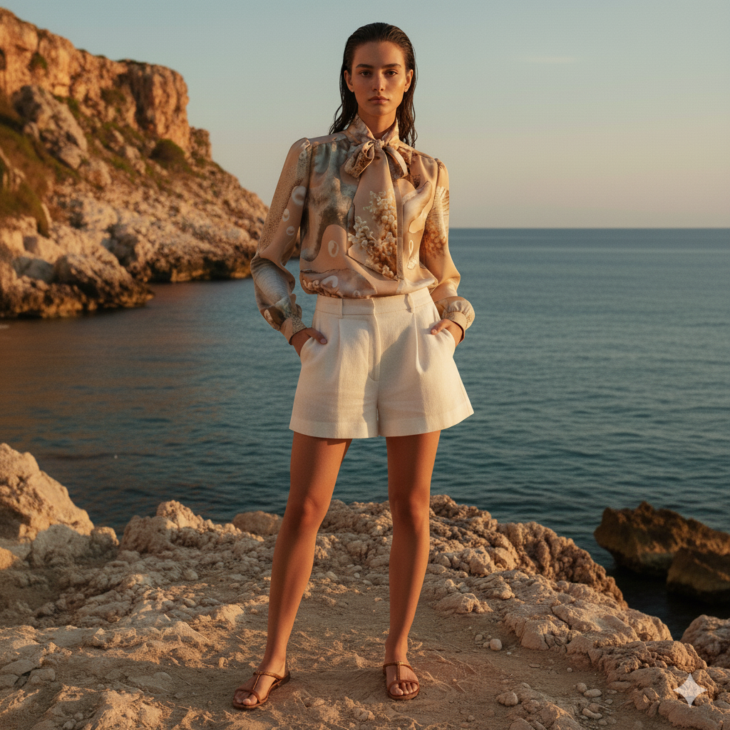 Blush Corals Silk Charmeuse Bow Blouse