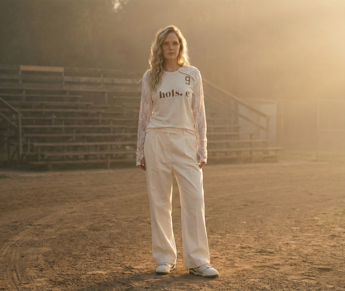 White Vintage Sequin Soccer Jersey by hols.e