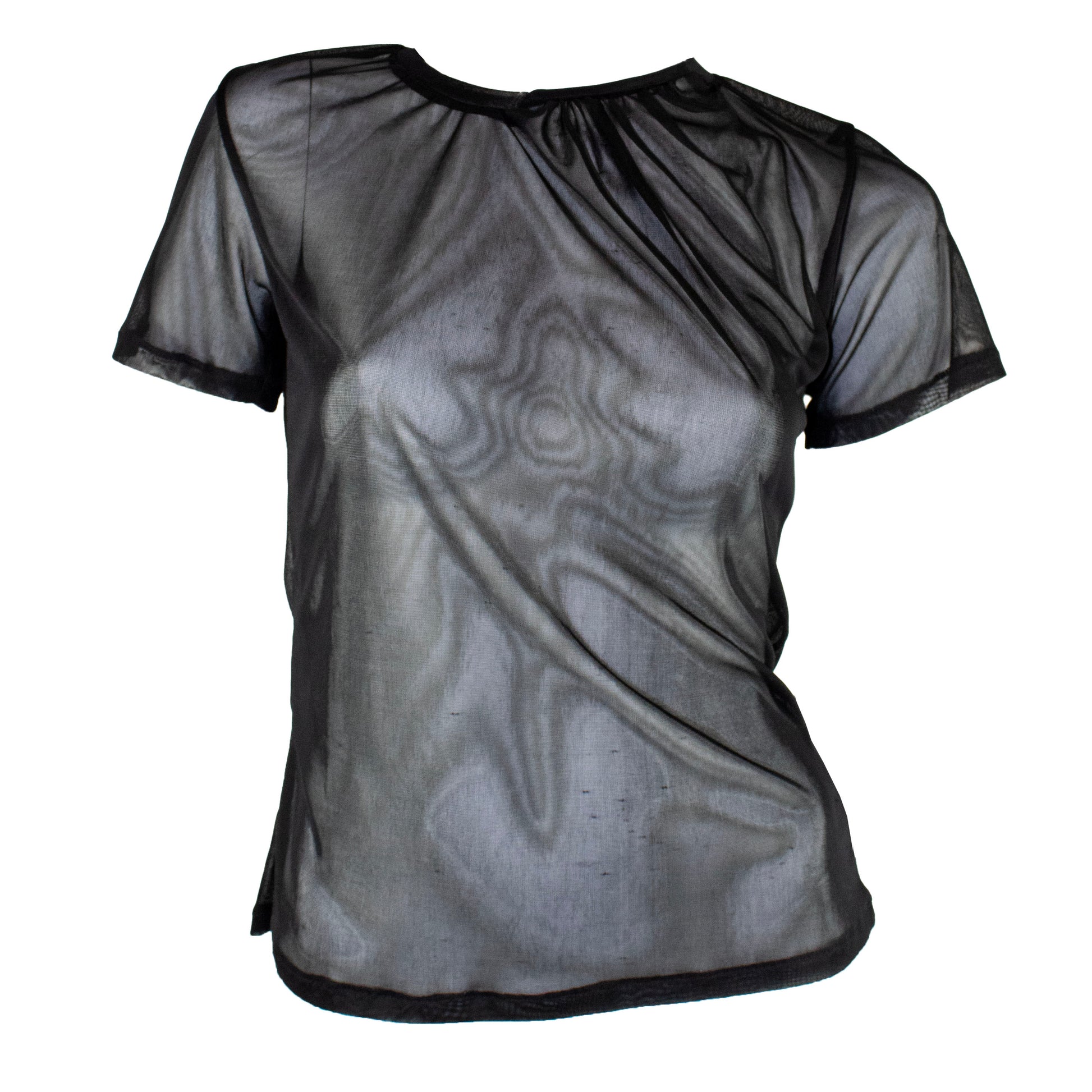 Black Mesh Draped Top