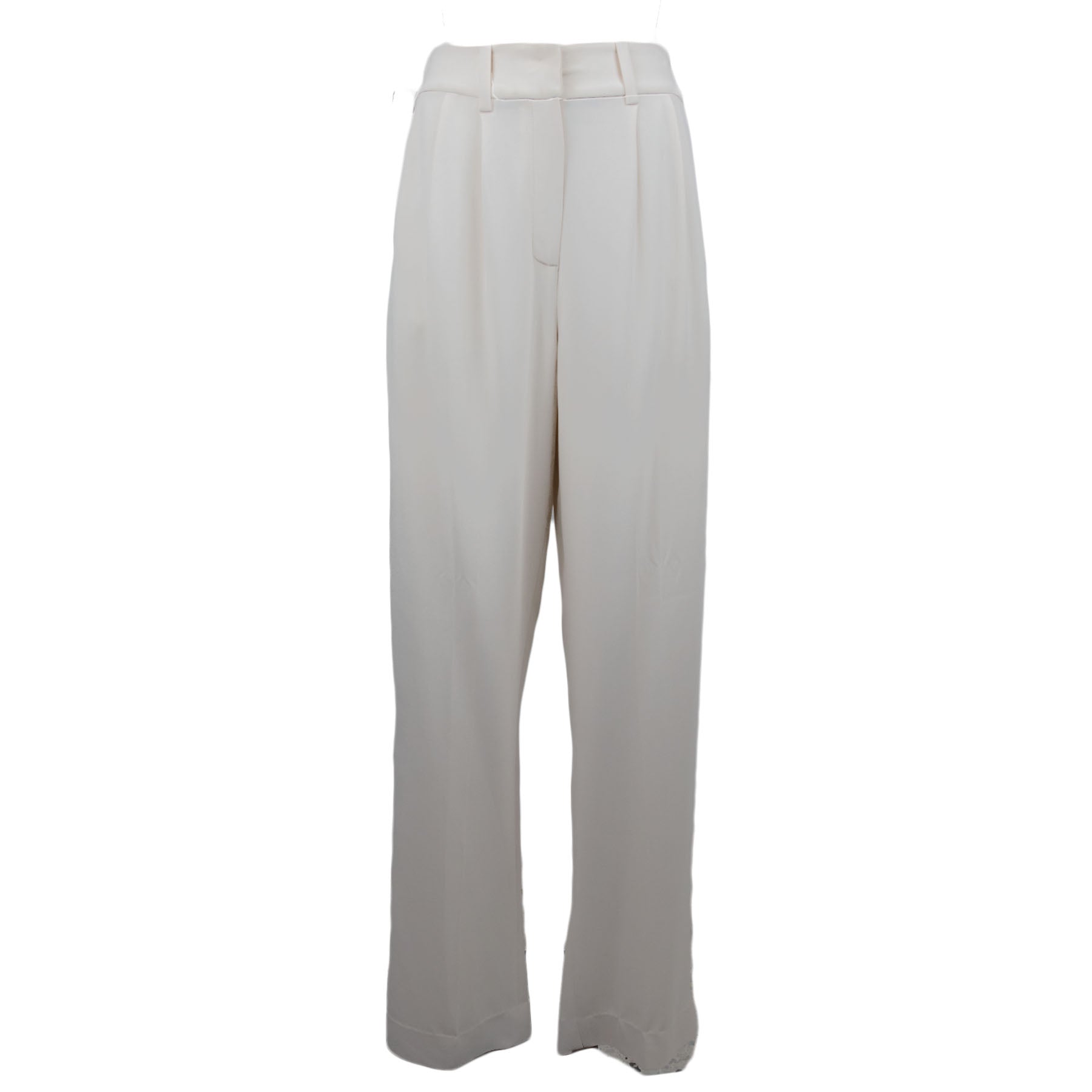 Cream Crepe Pleated Pants