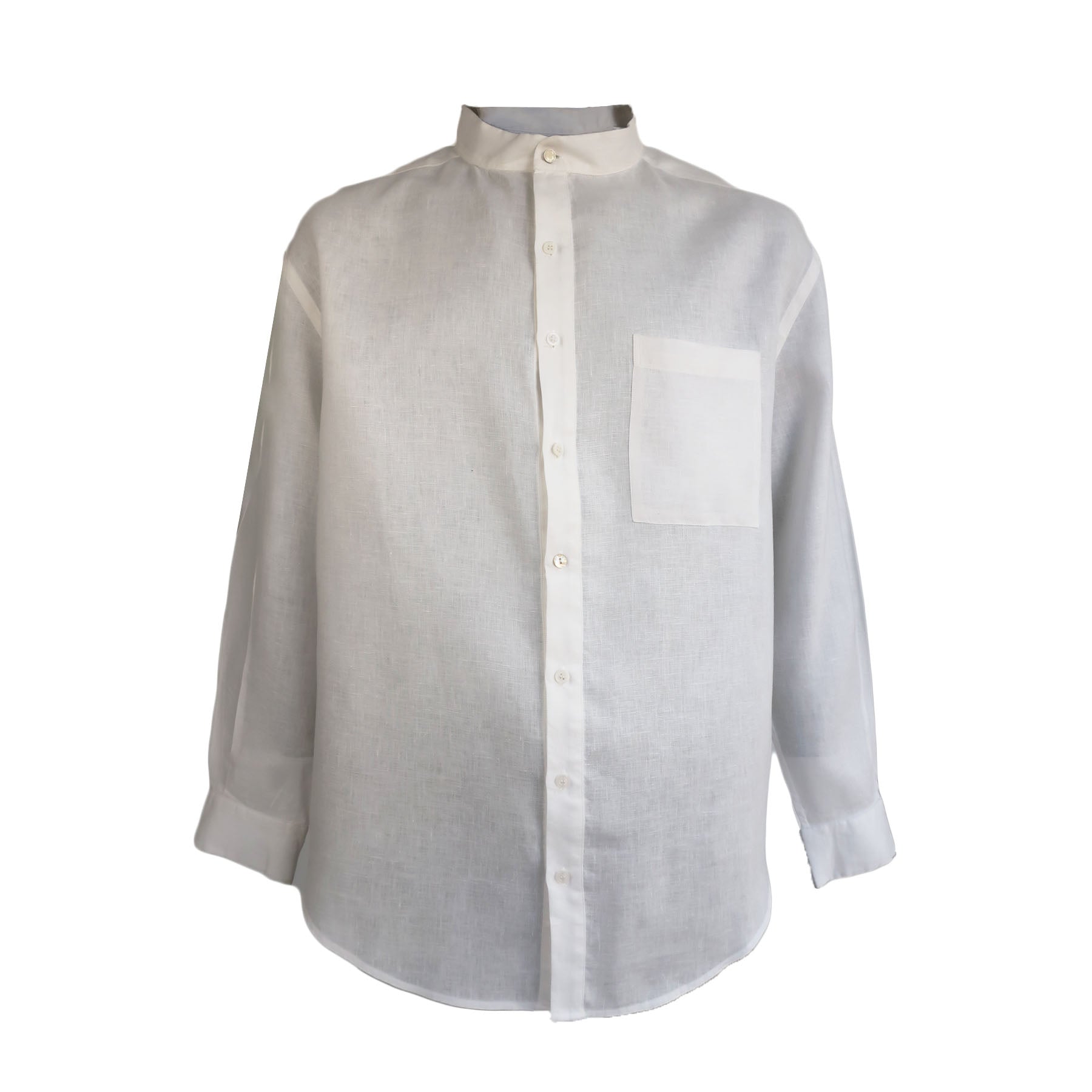 White Mandarin Collar Shirt