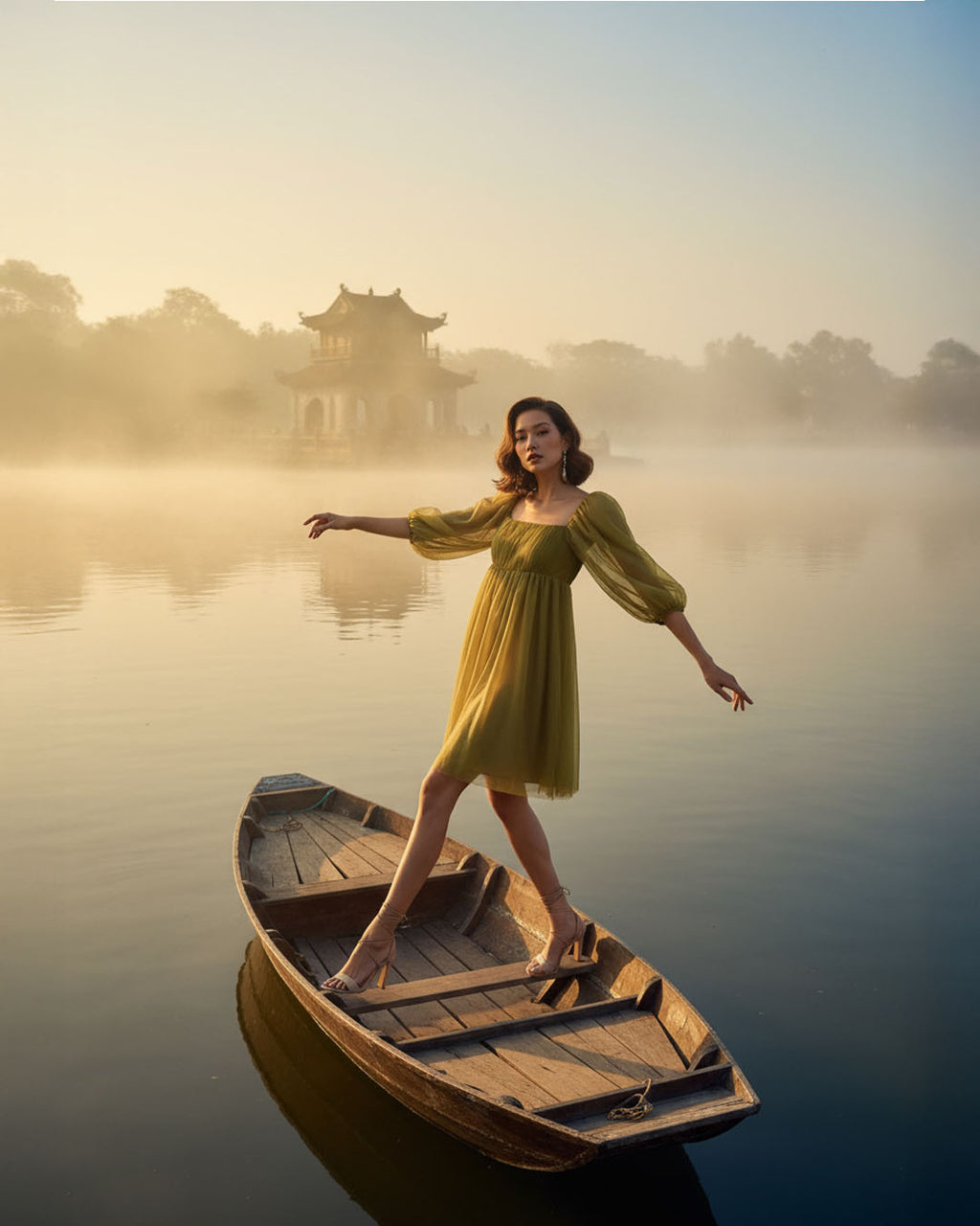 Chartreuse Puff Dress