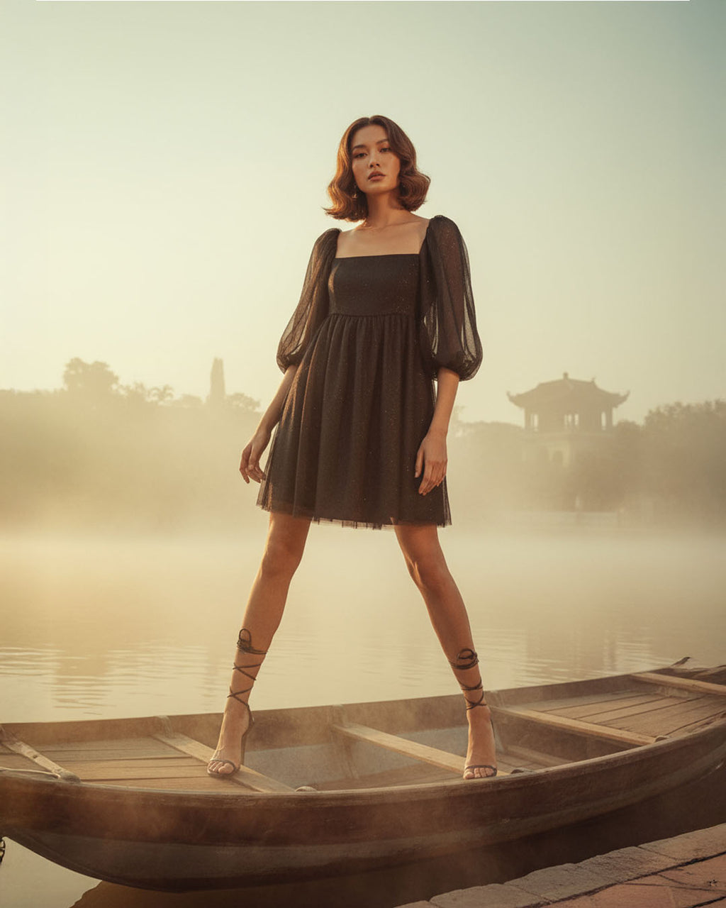 Black Puff Tulle Dress