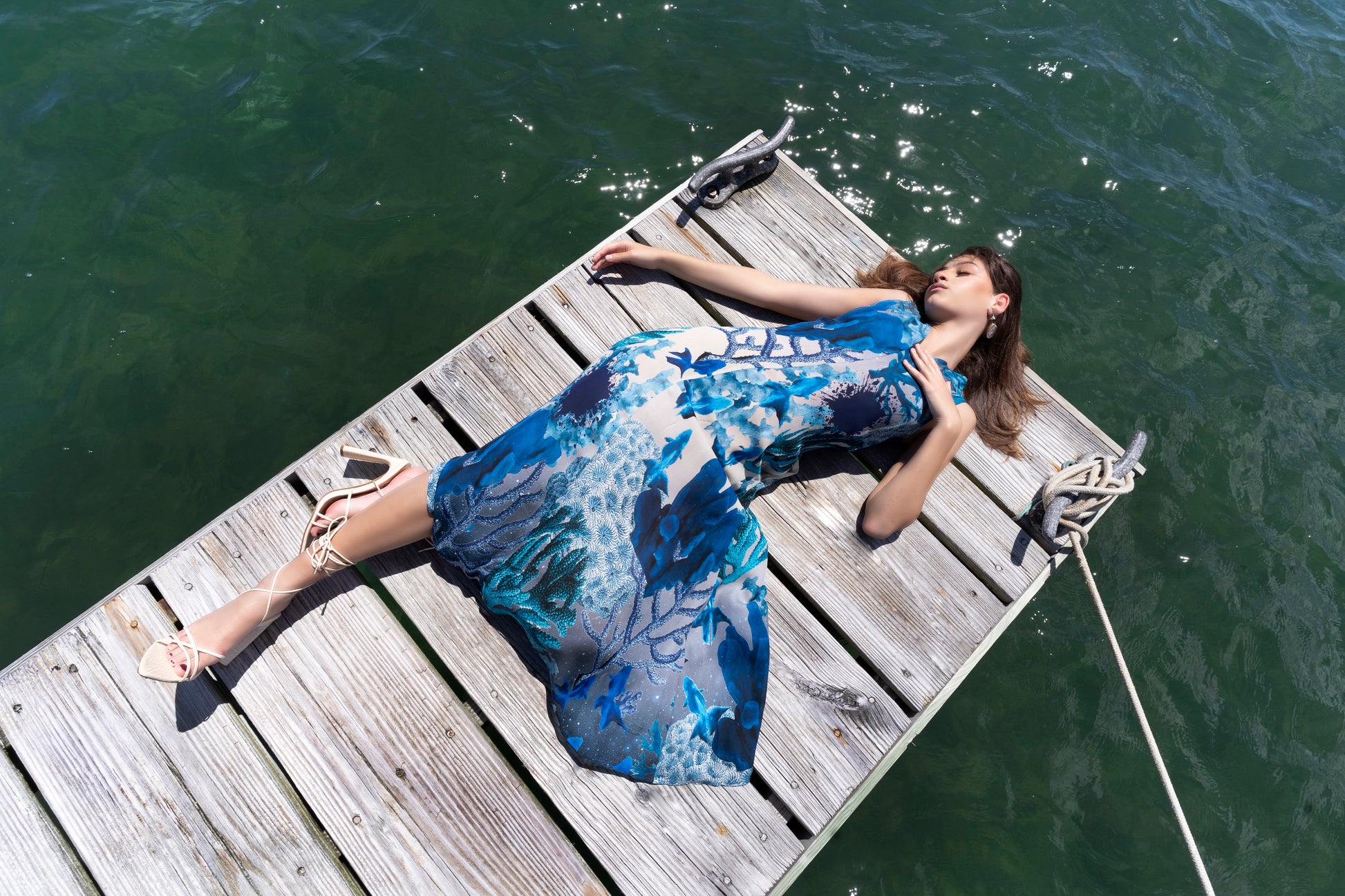 Silk Blue Coral Dress