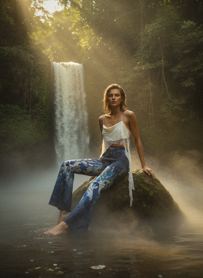 Blue Coral Denim Pants